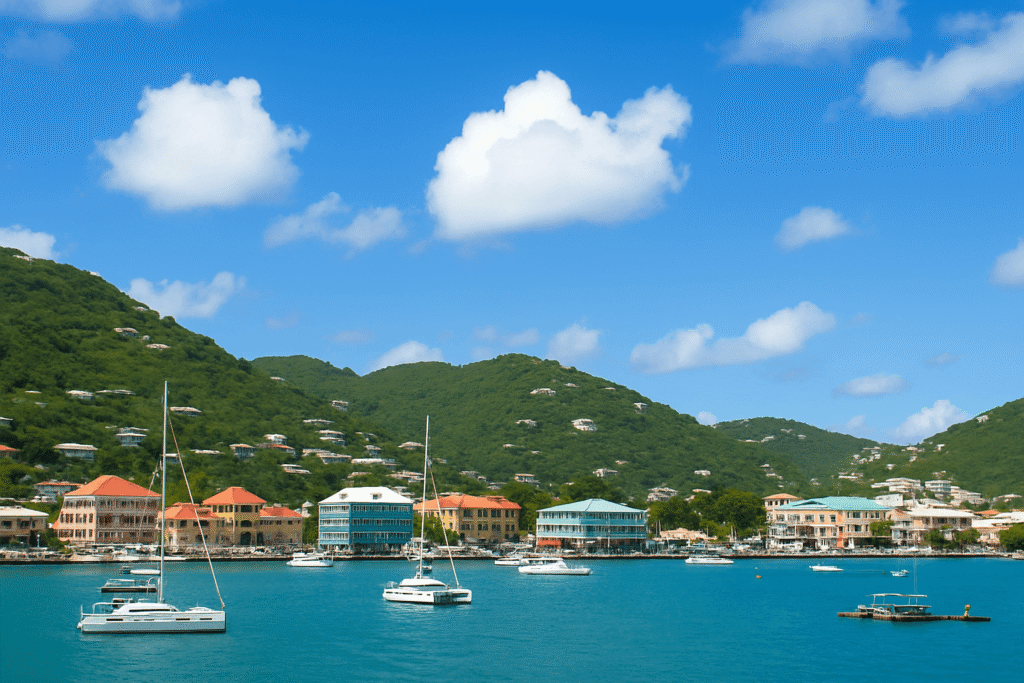 Puerto financiero en Islas Vírgenes Británicas representando la prevención de lavado de dinero y regulación internacional